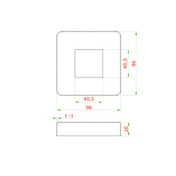 Kryt platne 96x96mm, brúsená nerez AISI304 Kryt platne 96x96mm, brúsená nerez AISI304
